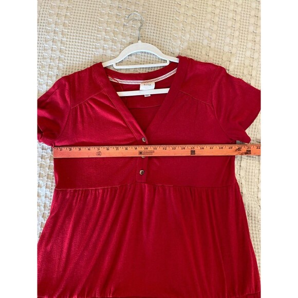 Knox Rose Dress Size Large Red Tiered Loose Fit V Neck + Stretch Flirty Party - Picture 8 of 9